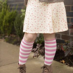 Roll Top Striped Knee High Socks