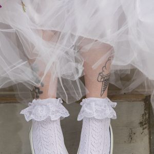 Crochet Heart Lace Top Anklets